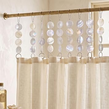 Yetene 12set Capiz Shell Shower Curtain Hooks Capiz Shell Wall Decor, White
