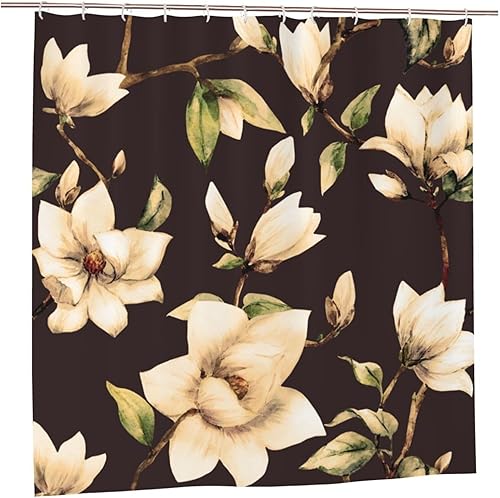 Cortina de ducha de plástico con flores blancas de magnolia de 72 x 72 pulgadas, cortinas de ducha extra largas para baño, juego de cortinas de baño disponible en Yaxa El Salvador