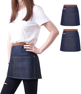 KPD Denim Apron With Pockets - Adjustable Blue for Kitchen, BBQ, and Garden - Work Apron for Men and Women
