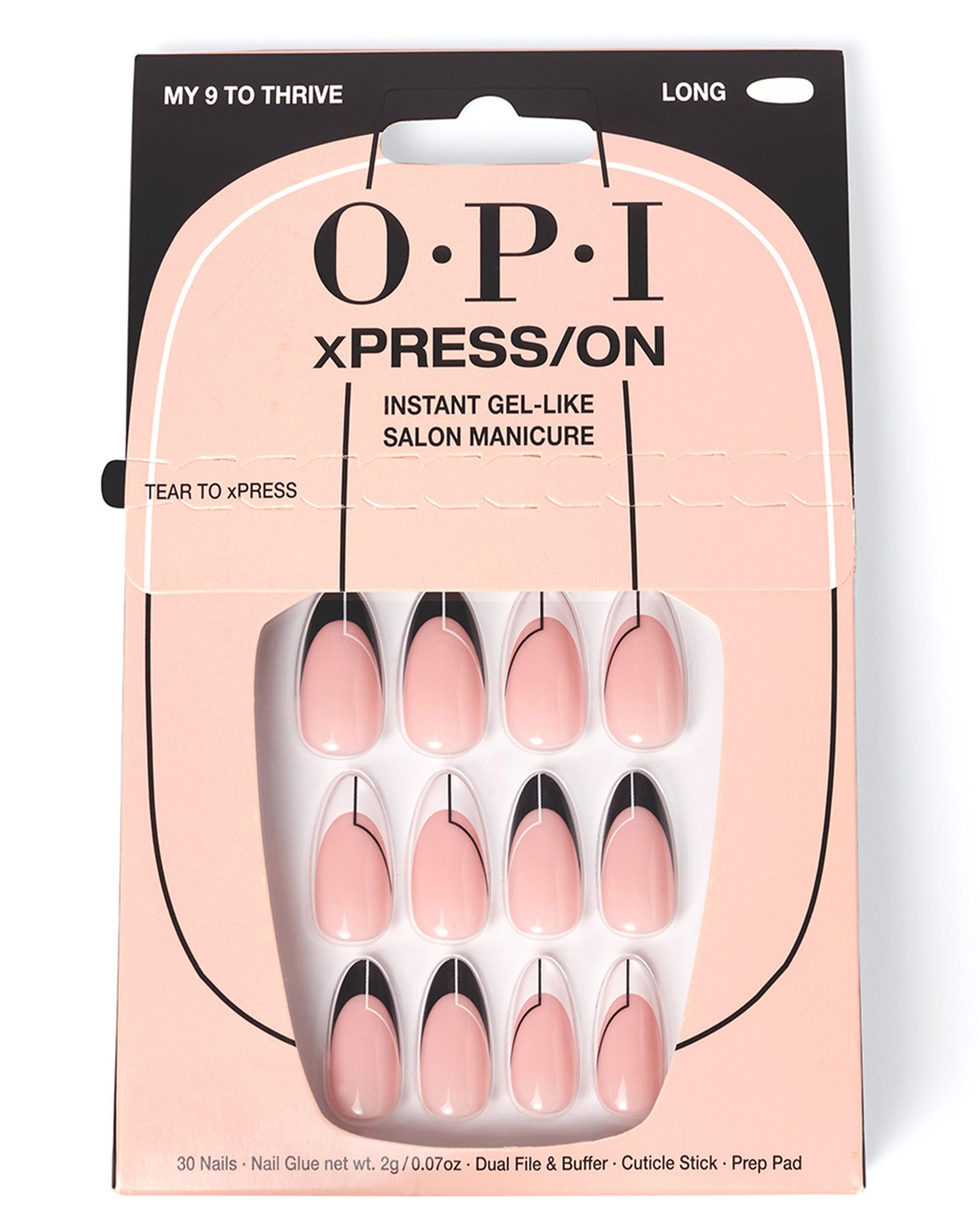 OPI xPRESS/ON Press On Nails, Up to 14 Days of Wear, Gel-Like Salon Manicure, Vegan, Sustainable Packaging, With Nail Glue, Short and Long Iconic Shades, My 9 To Thrive Nude Nail Polish
