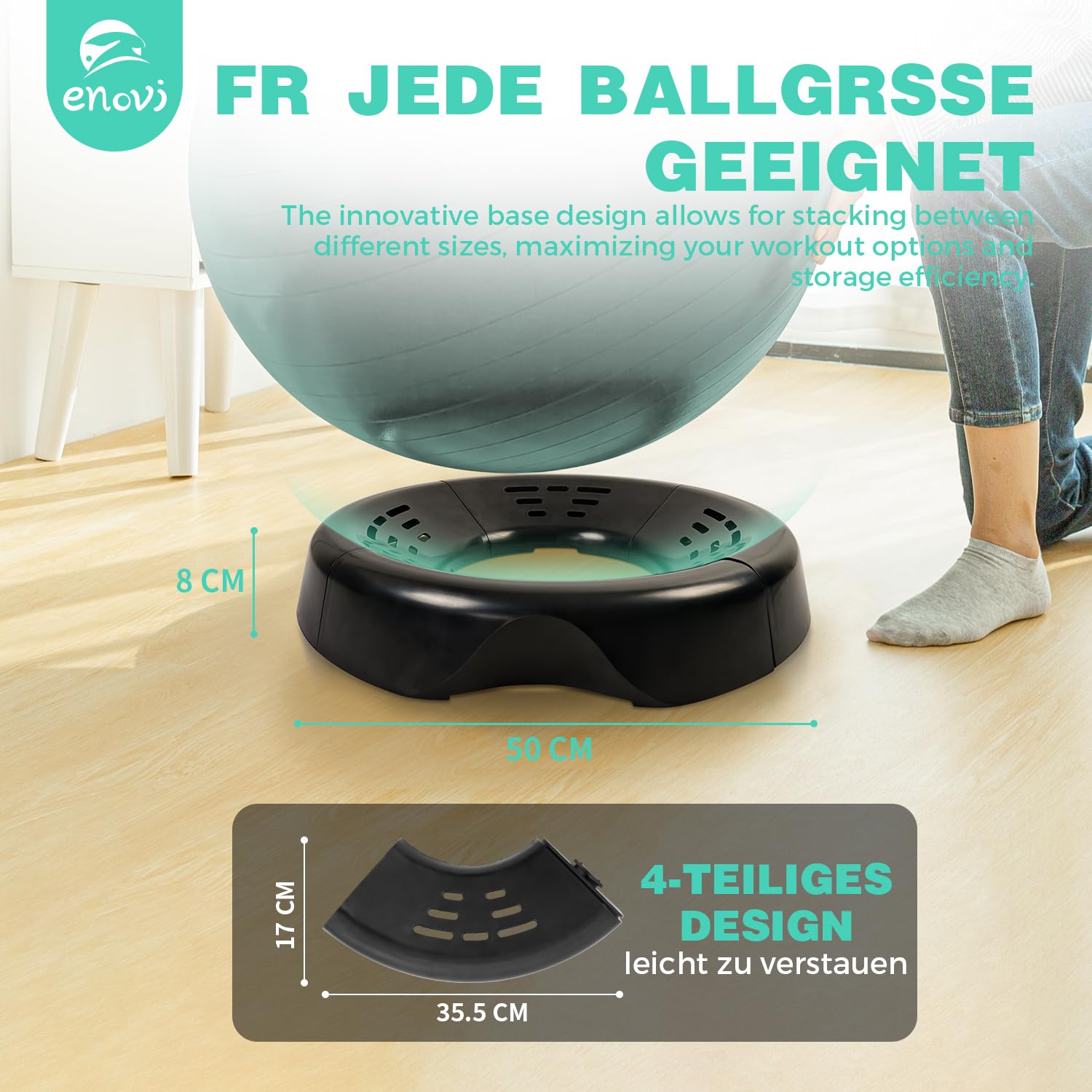 EasyBalance Ballon de gymnastique Pezziball, avec socle et pompe, 65 cm, violet améthyste
