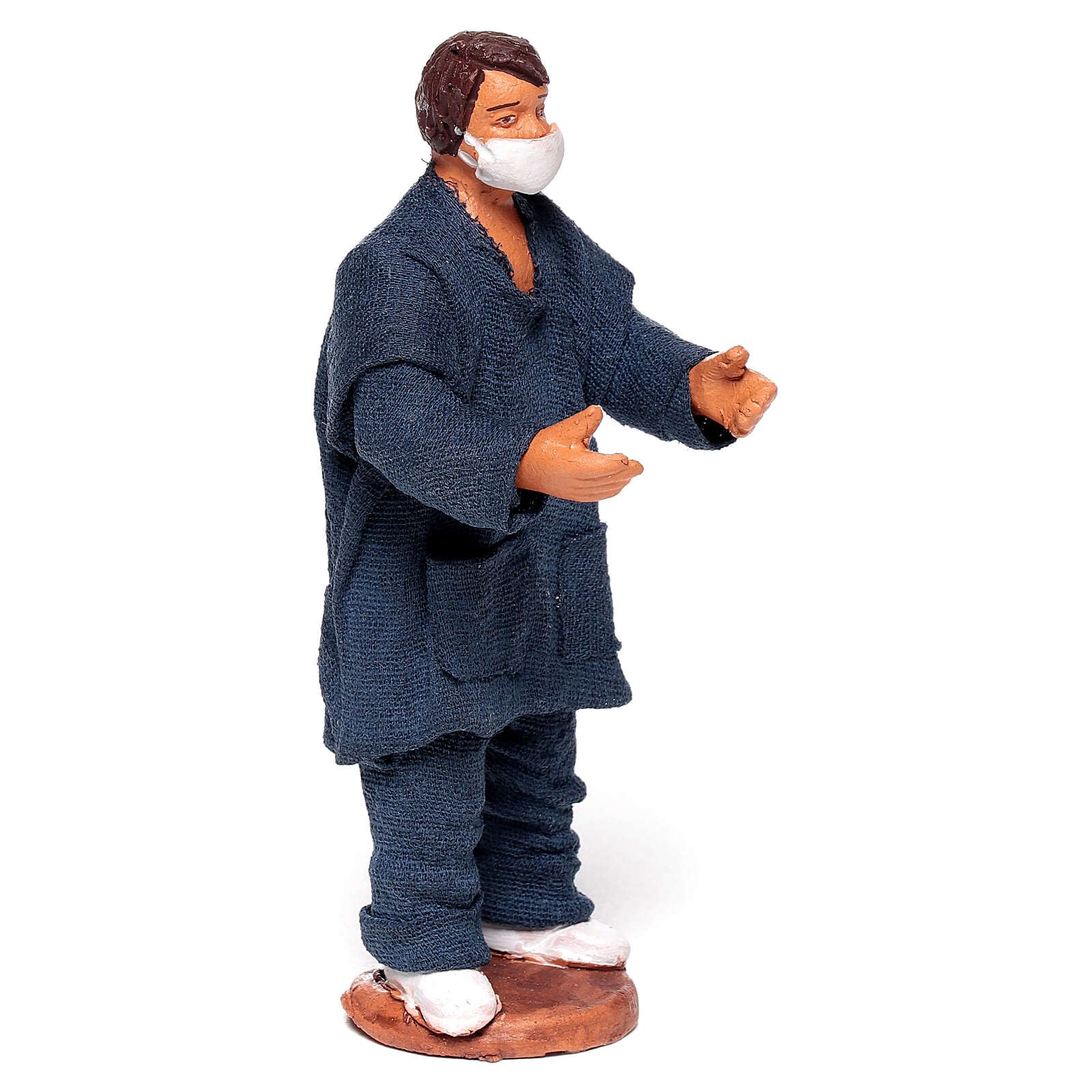 Holyart Presepe Napoletano: Infermiere mascherina presepe napoletano 10 cm terracotta