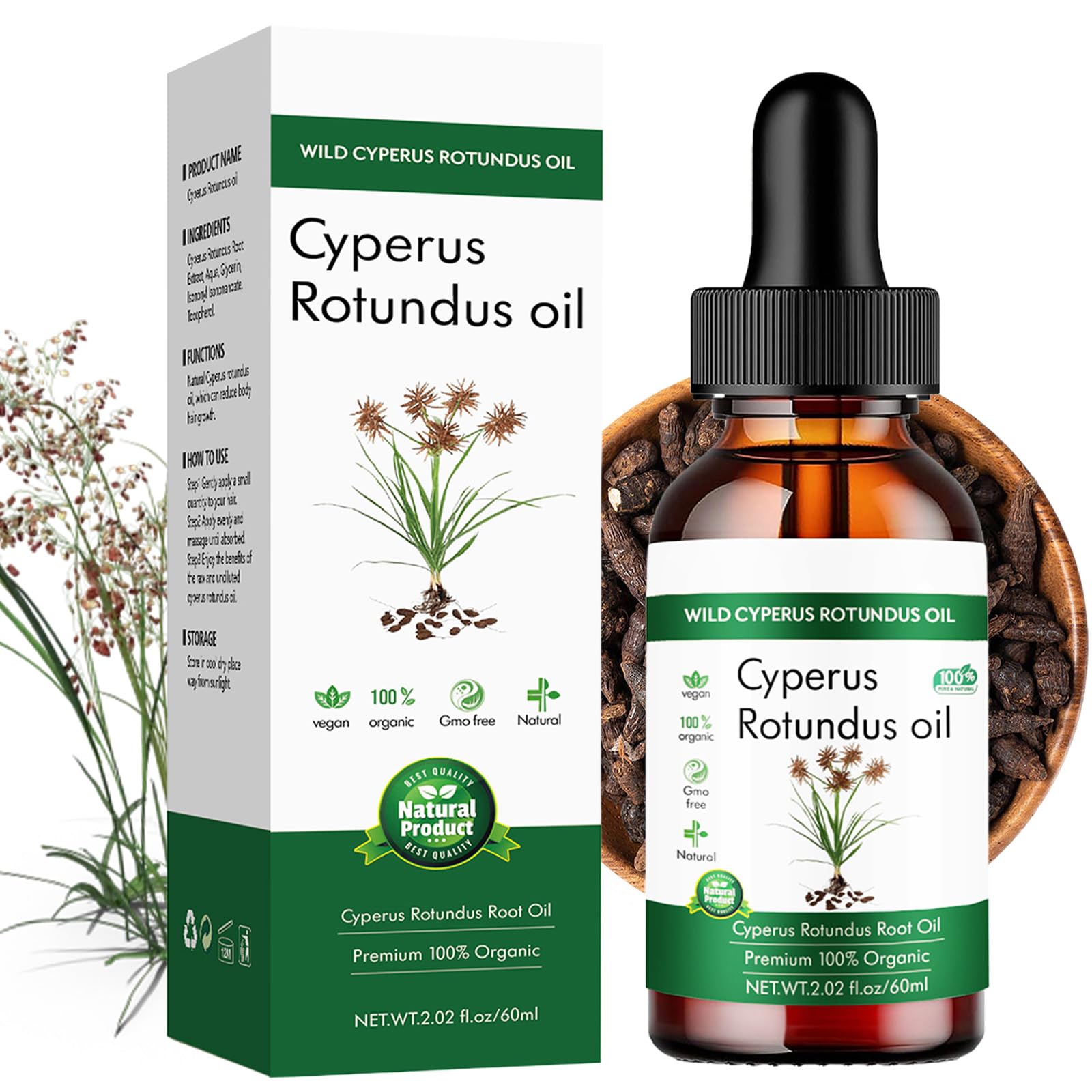 Cyperus Rotundus Oil for Hair Removal, Natural Cyperus Rotundus Oil to Reduce Body Hair Growth