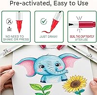 Vista 2 de Marcadores de pintura acrílica, marcadores de tela de 24 colores, bolígrafo de pintura acrílica de doble punta con punta de pincel y punta de punto