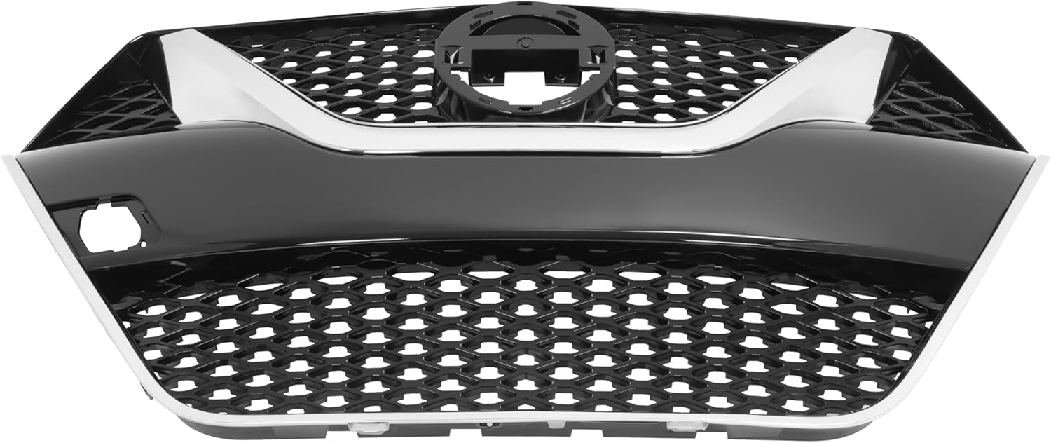 HECASA Front Bumper Grille Compatible with 2016-2018 Nissan Maxima 623104RA0A Grill Plastic (ABS) Painted+Chrome Black+Silvery, NI1200284
