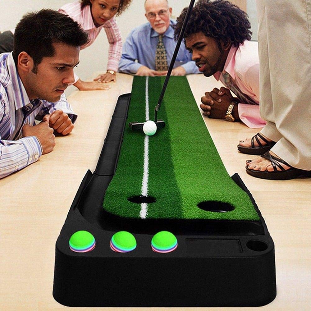 TimmyHouse Golf Practice Putting Mat Training Green Grass Turf Ball Return in/Outdoor 2.5M