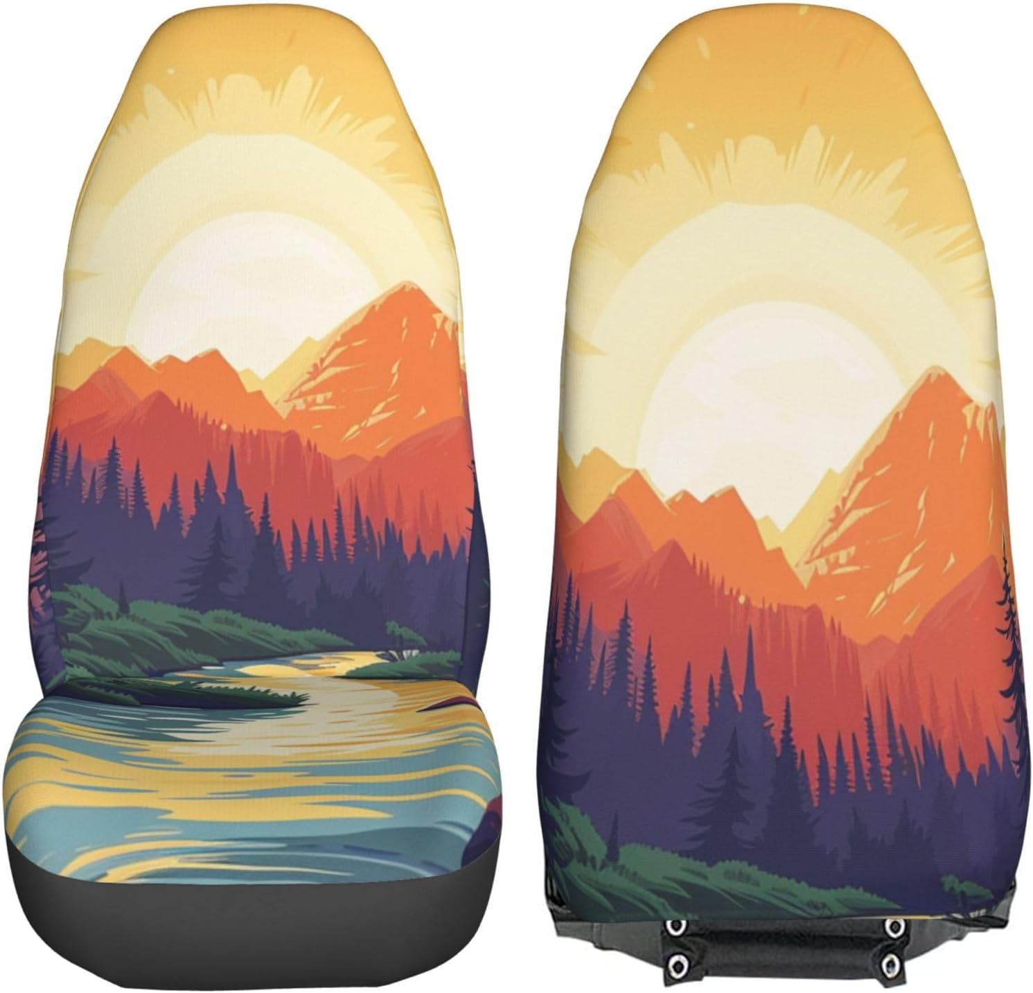 Dujiea Sunset in The Mountains Car Front Seat Covers 2 Pcs Universal Auto Seat Covers Front Seats Only, Vehicle Bucket Seat Protectors Fit for Most Car SUV Sedan and Truck