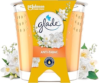 Glade Bougie Vegan Parfum Infusé Huiles Essentielles - Nouvelle Formule Sans Huile De Palme - Anti-Tabac - 6 Bougies