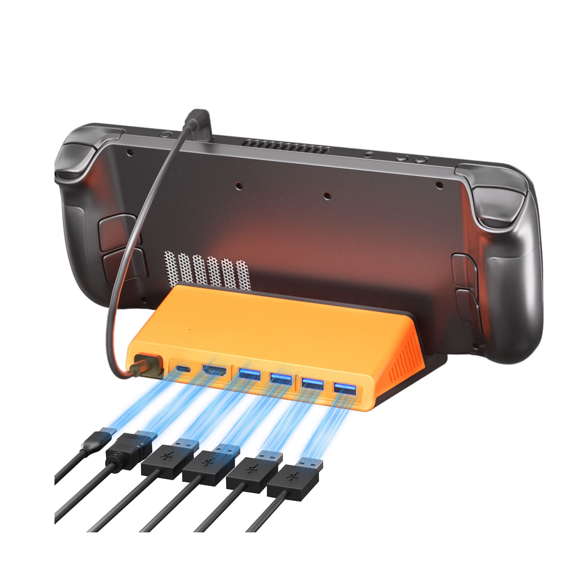 Rapell Stacja dokująca 6 w 1 do Steam Deck i Nintendo Switch z 4K przy 60 Hz HDMI, 4 USB-A 3.0, USB-C PD 100 W szybkie ładowanie
