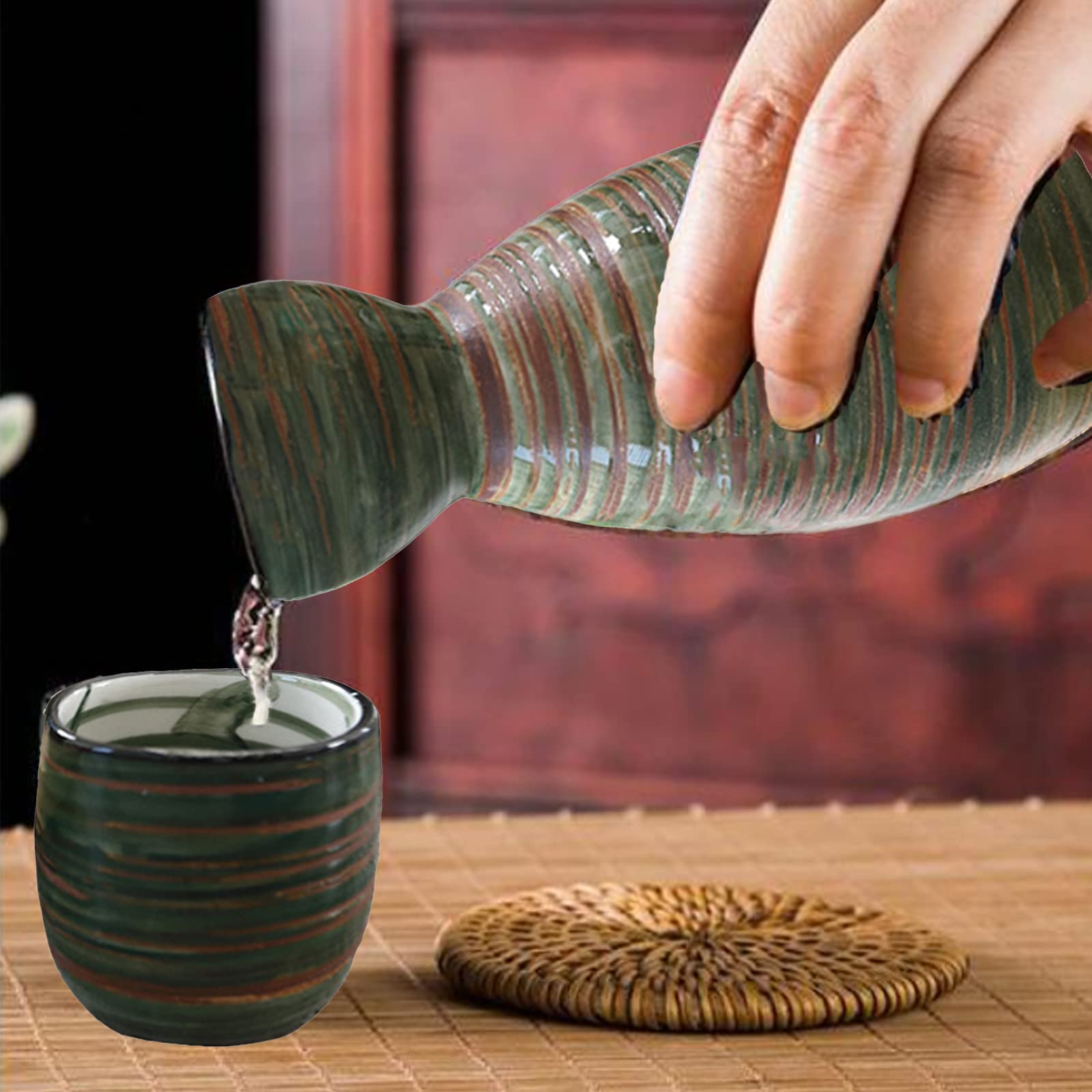 5 Pezzi Tradizionale Set di Sake, Set di Sake Tradizionale Ceramica, per Ristoranti, Case, Taverne, ECC (Colore)