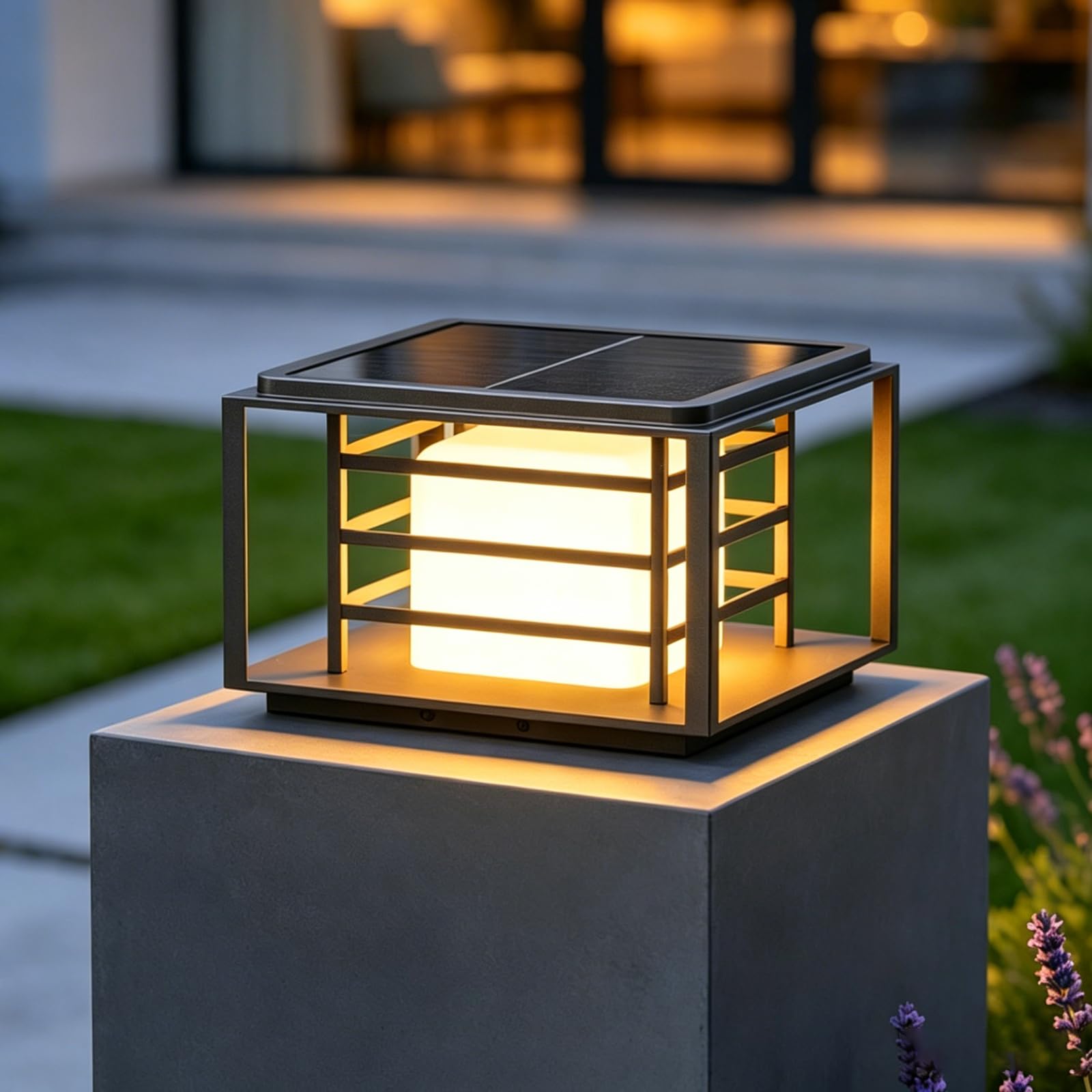 Outdoor Solar Post Lights With Remote Waterproof Solar Pillar Lights Modern Exterior LED Lamp Post Lighting With Acrylic Column Bollard Lighting For Posts Fence Deck Lantern Outside Entrance Yard Pier
