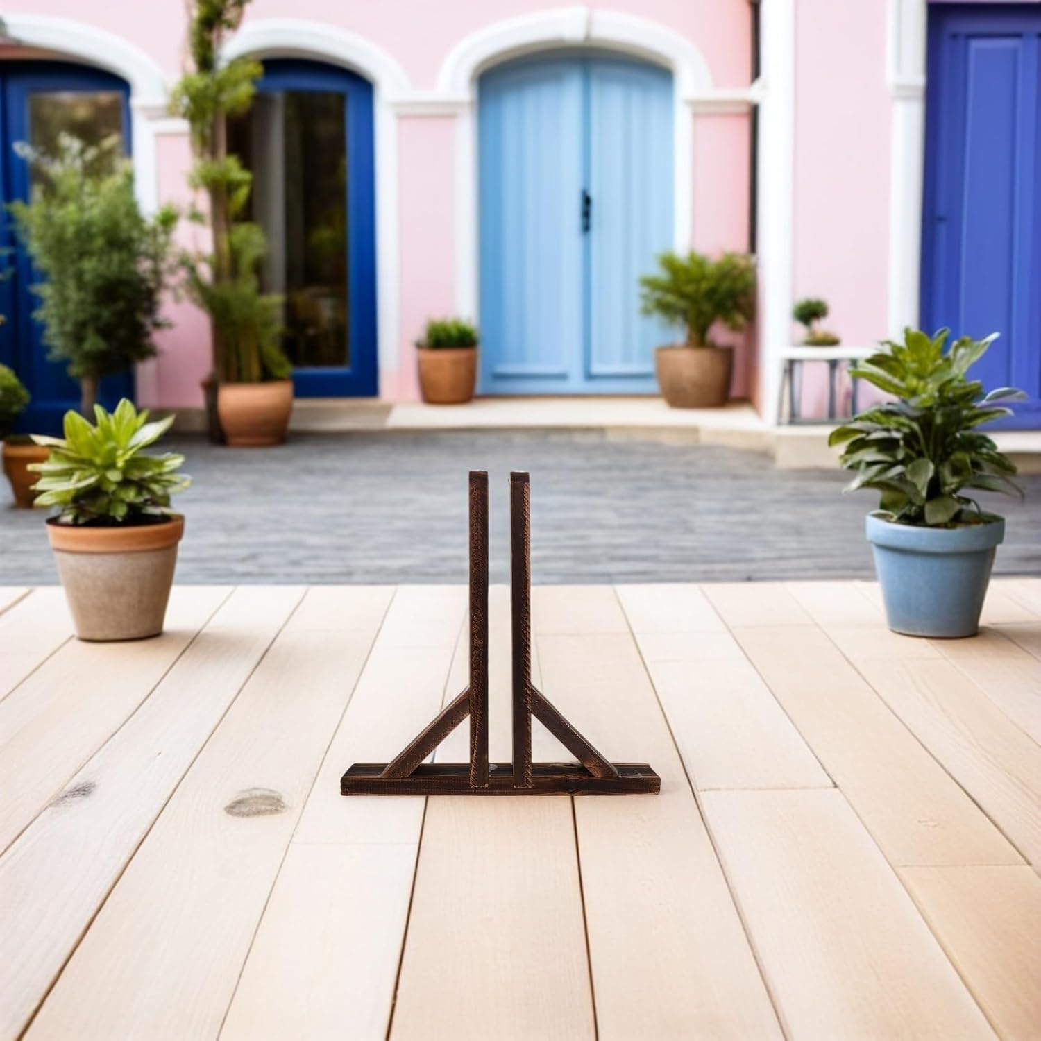 COHEALI 2pcs Wooden Garden Fence Base Anti-Corrosion Solid Wood, Room Divider Bracket and Fence Post Support for Patio, Lawn, Balcony Privacy, Outdoor Trellis Stand