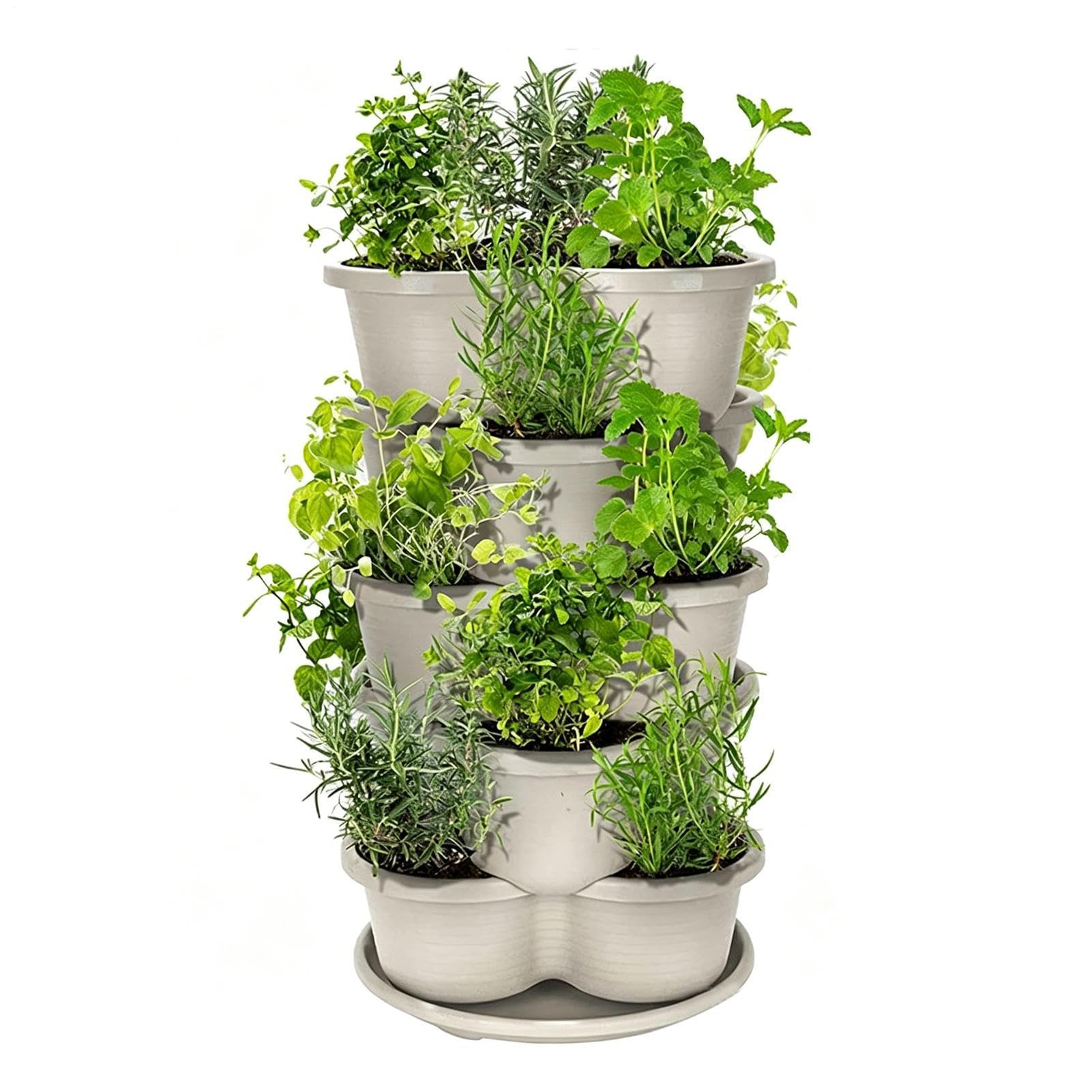 Tour à Fraises 5 Niveaux Vertical Empilable Décor Avec Roulettes | Jardinière de Jardin d'Extérieur Pour la culture de légumes grimpants, fruits, cerises, terrasse, extérieur, balcon, patio,
