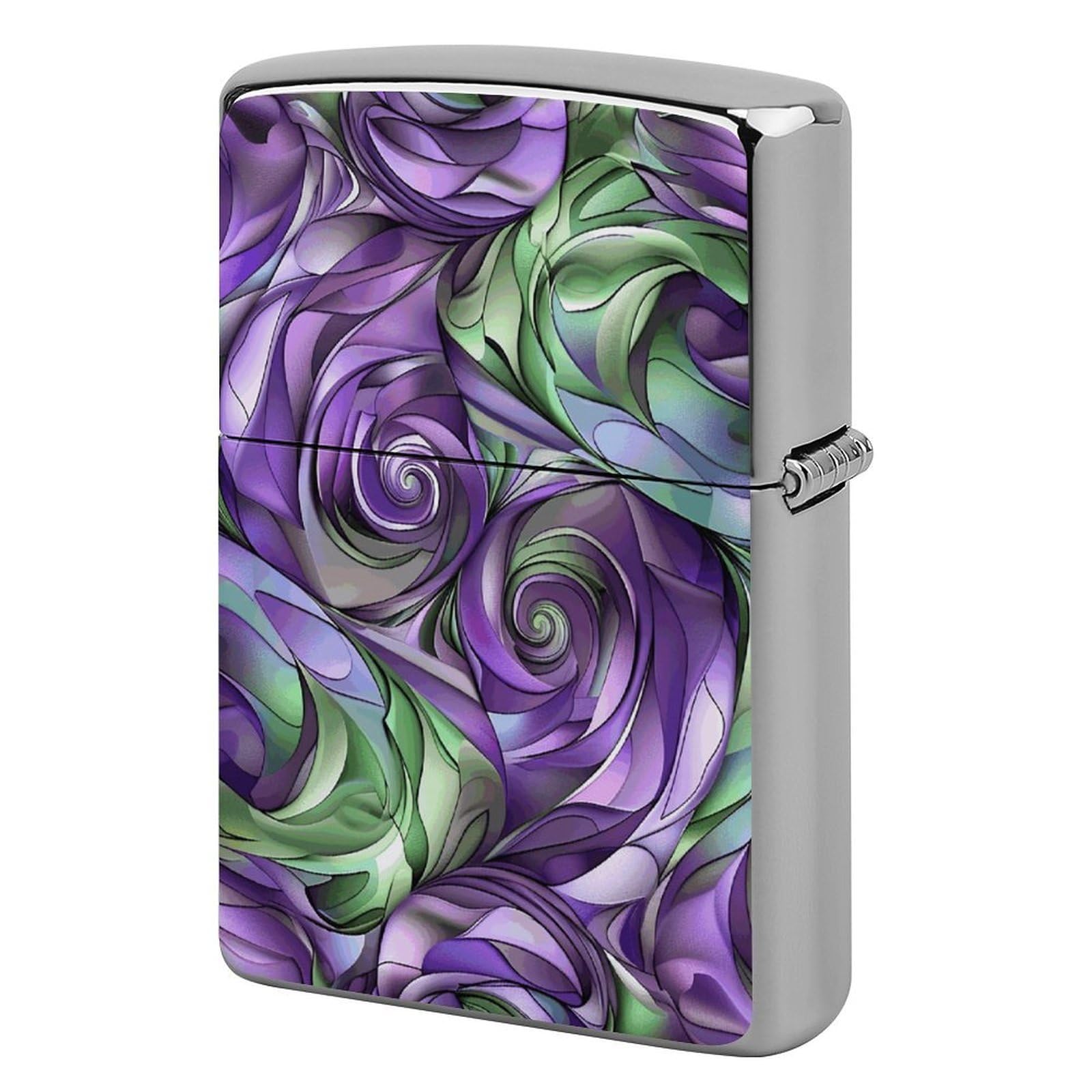 Purple and Green Shades Lighter Case Cover Vintage Metal Lighter Sleeve Reusable Lighter Protective Cover Decorative Lighter Holder Birthday Gifts for Men Women