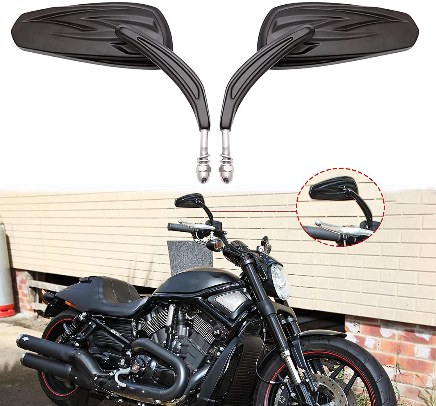 M8 8 mm Rétroviseurs moto Style unique Forme de feuille Rétroviseurs latéraux pour Softtail Slim Heritage Softail Breakout Roadster Sportster 1200