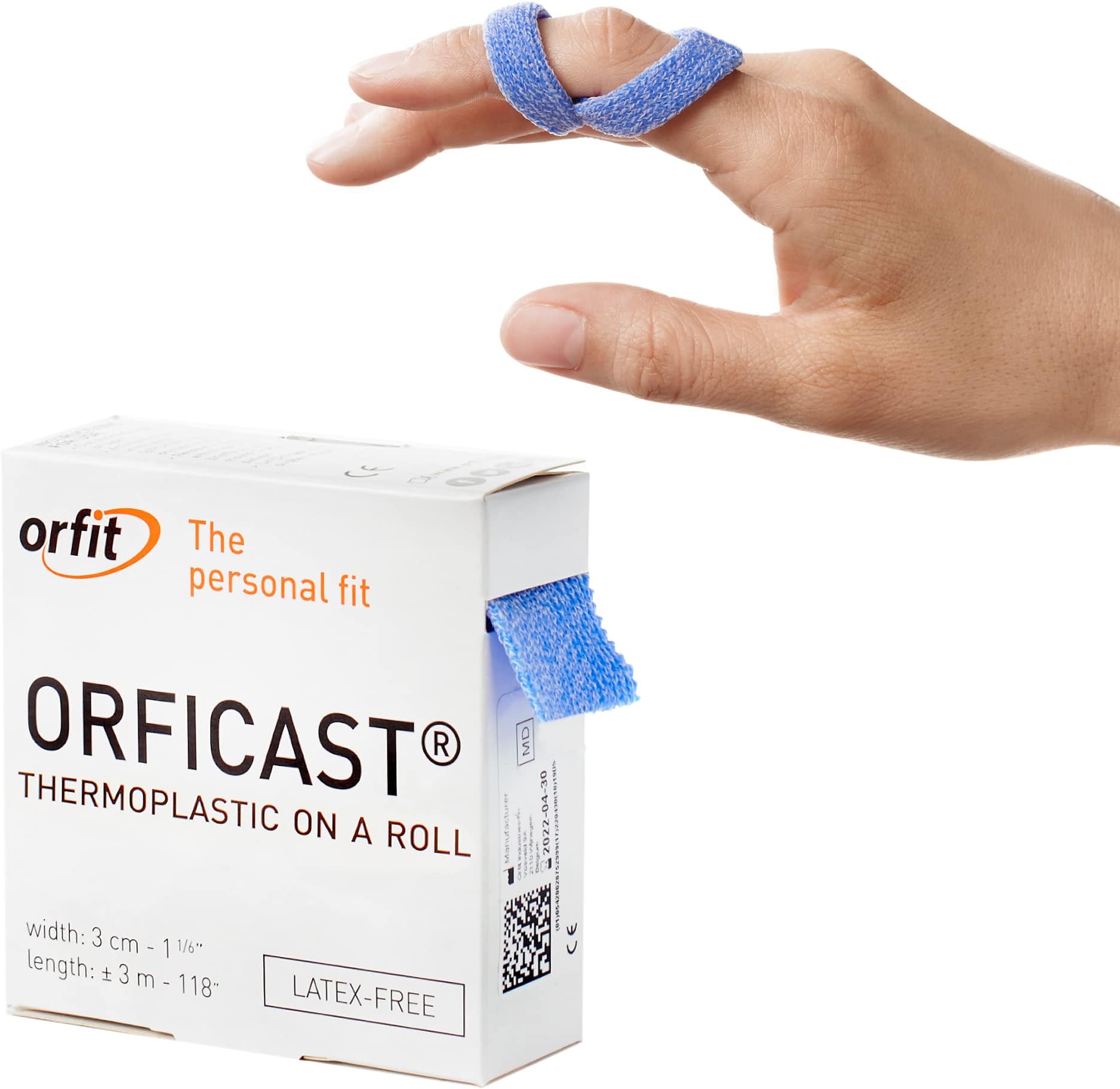 Orfit Orficast Easy-Form Splinting Material Heat-Activated Thermoplastic Tape For Trigger Finger, Thumb, Arthritis Pain Relief, Hand Support 1” x 9’, Blue, One Roll
