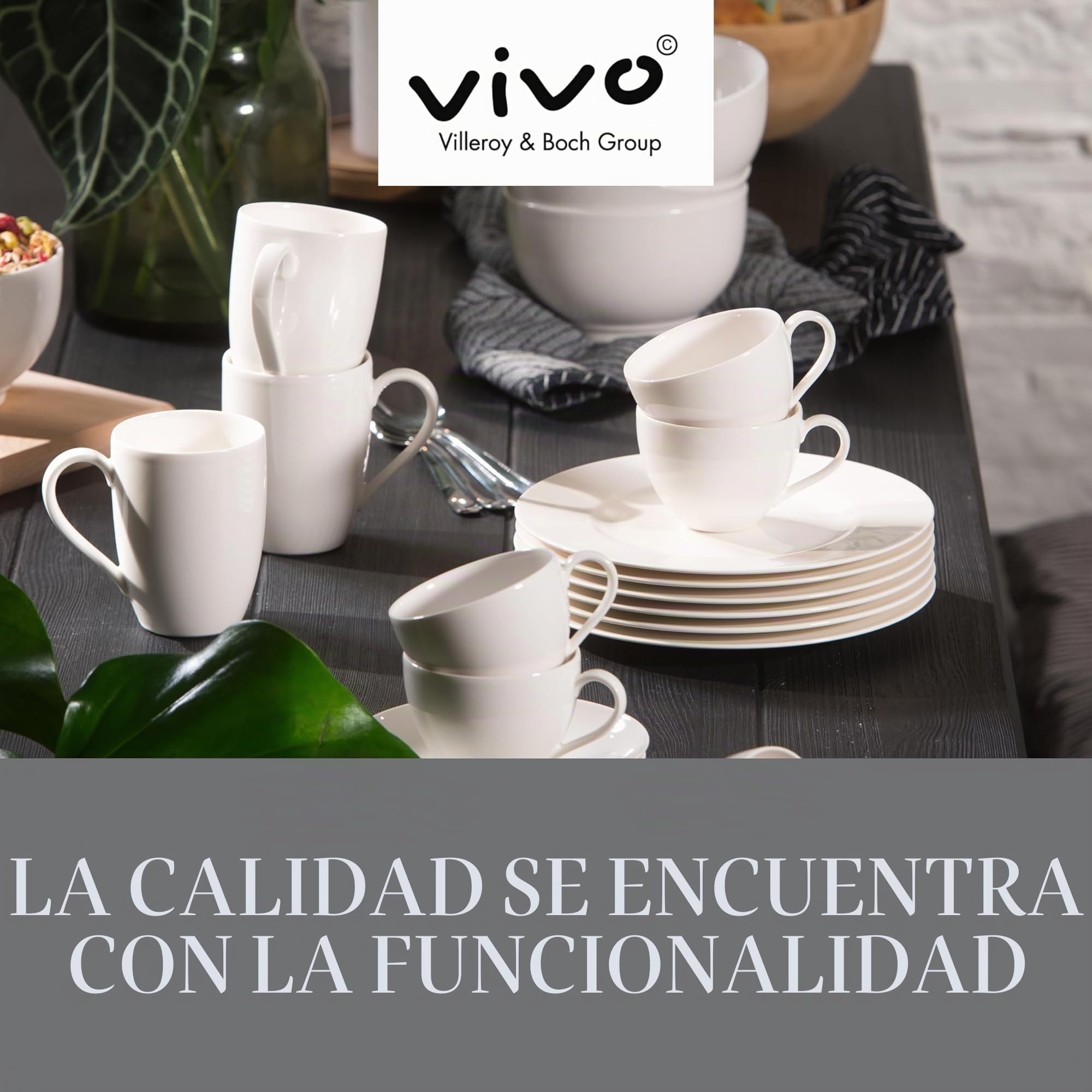 vivo by Villeroy & Boch Group Basic White Taza de café, Set de 6 piezas, 300 ml, Porcelana Premium, Blanco