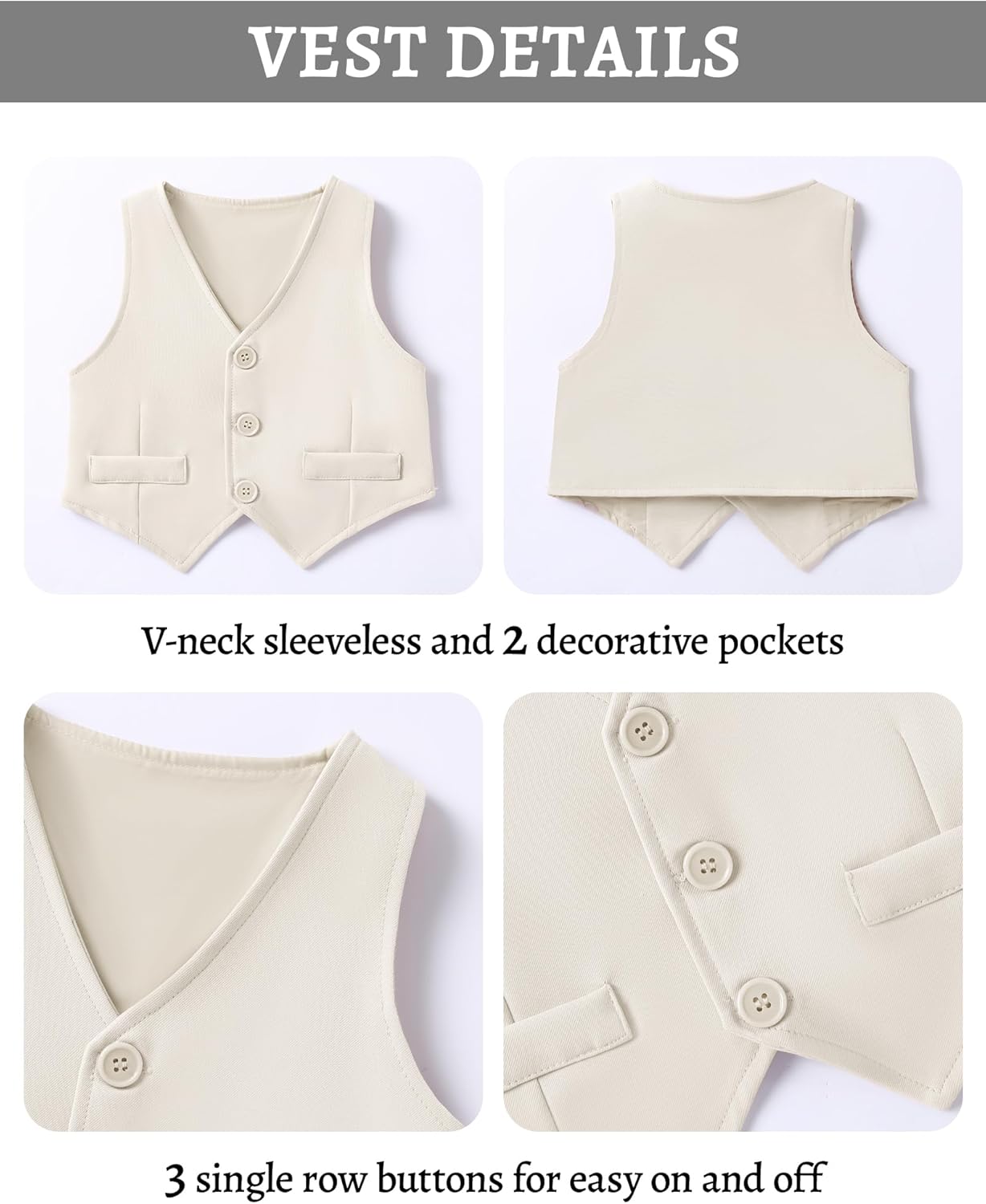 SANMIO Baby Boy Clothes Suits Infant Gentleman Outfit Collared Dress Shirt+Vest+Tie+Corsage+Pants 5Pcs Baby Suit Sets