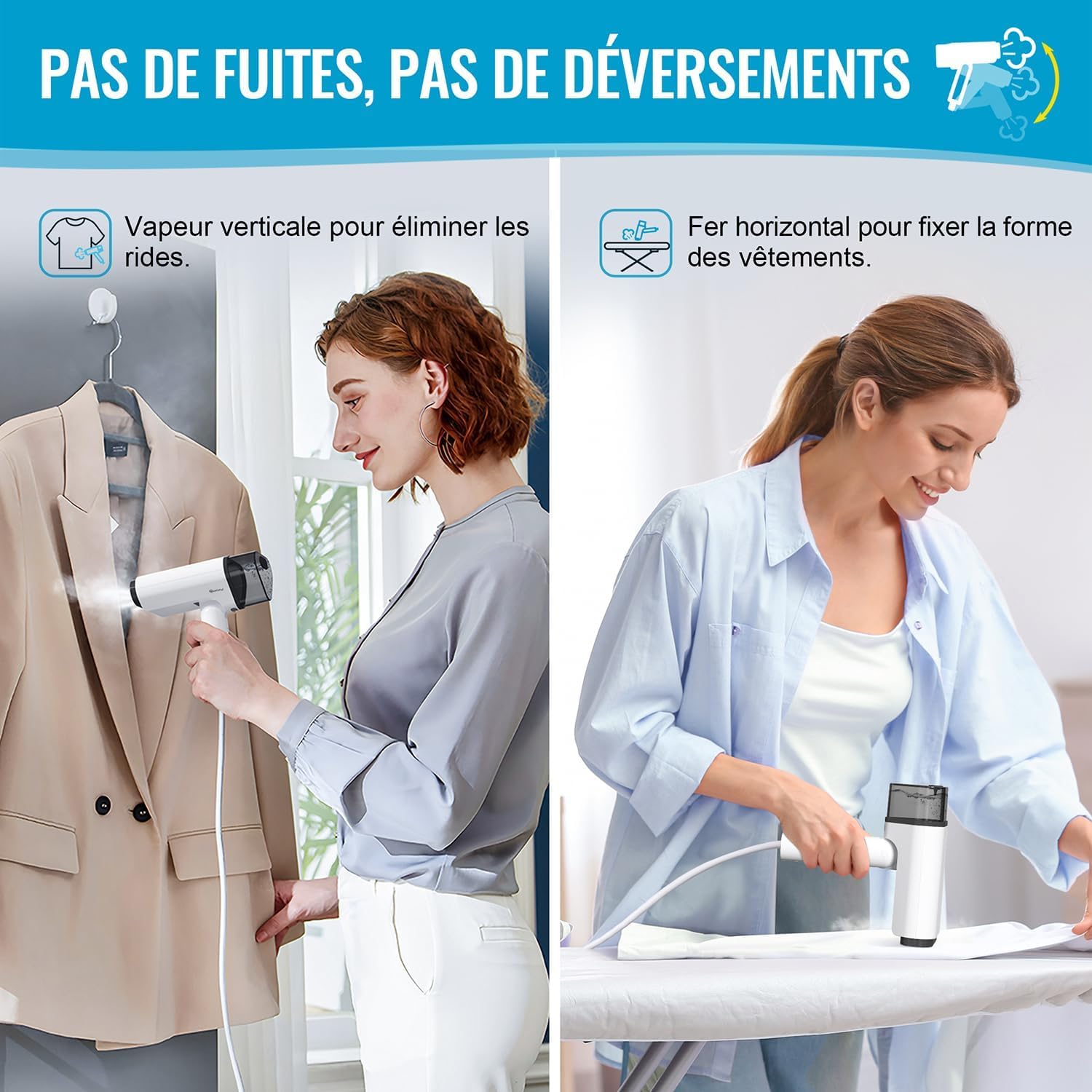 Defroisseur Vapeur Vertical, Pliable Fer à Vapeur de Voyage Léger et Portable, Vapeur Steamer Convient à Tous les Tissuspour, la Maison, le Voyage, la maison et le bureau