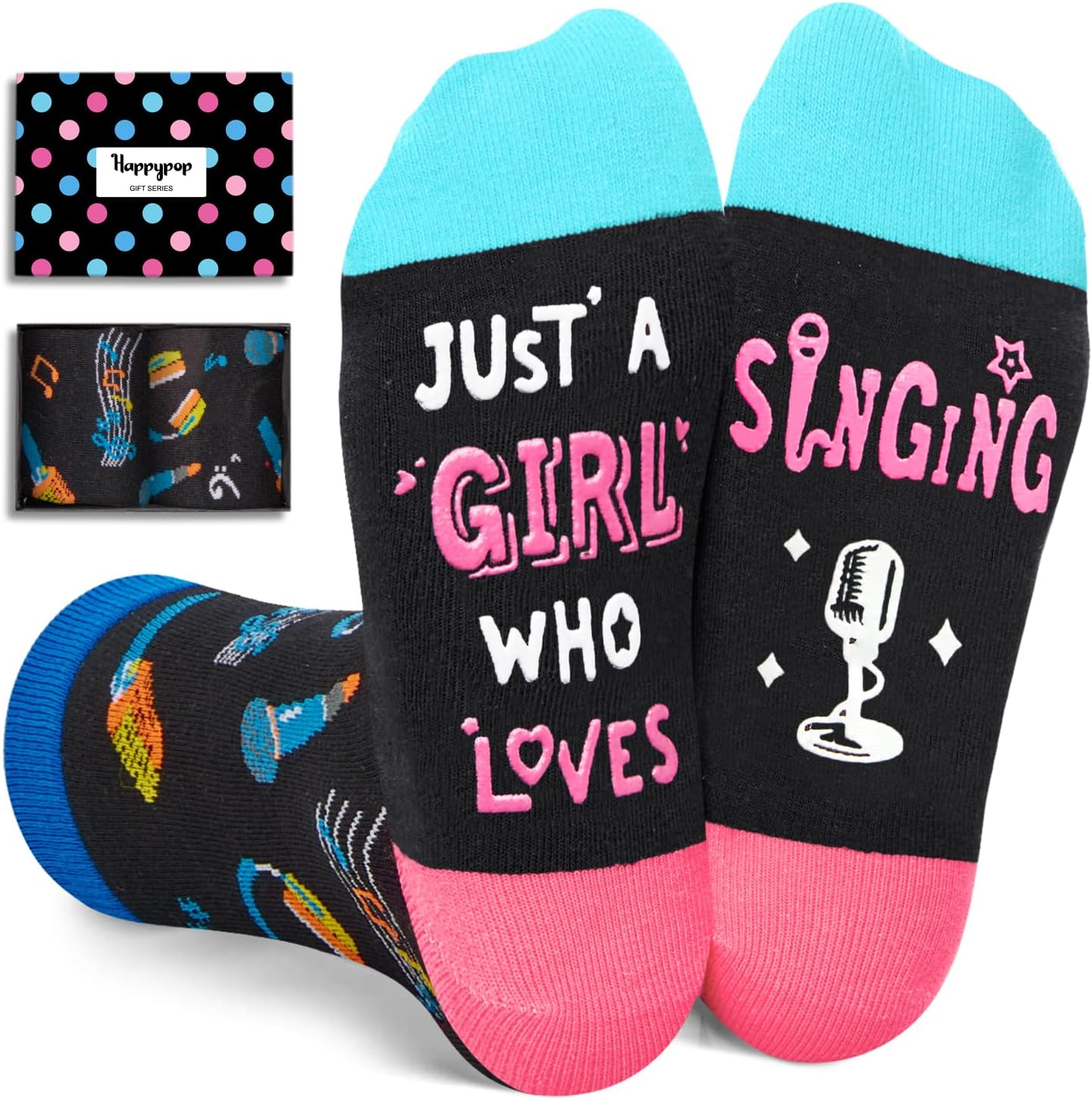 HAPPYPOP Music Gifts for Kpop Fans - K Pop Singing Socks for Kpop Singers 7-9 Years Girls