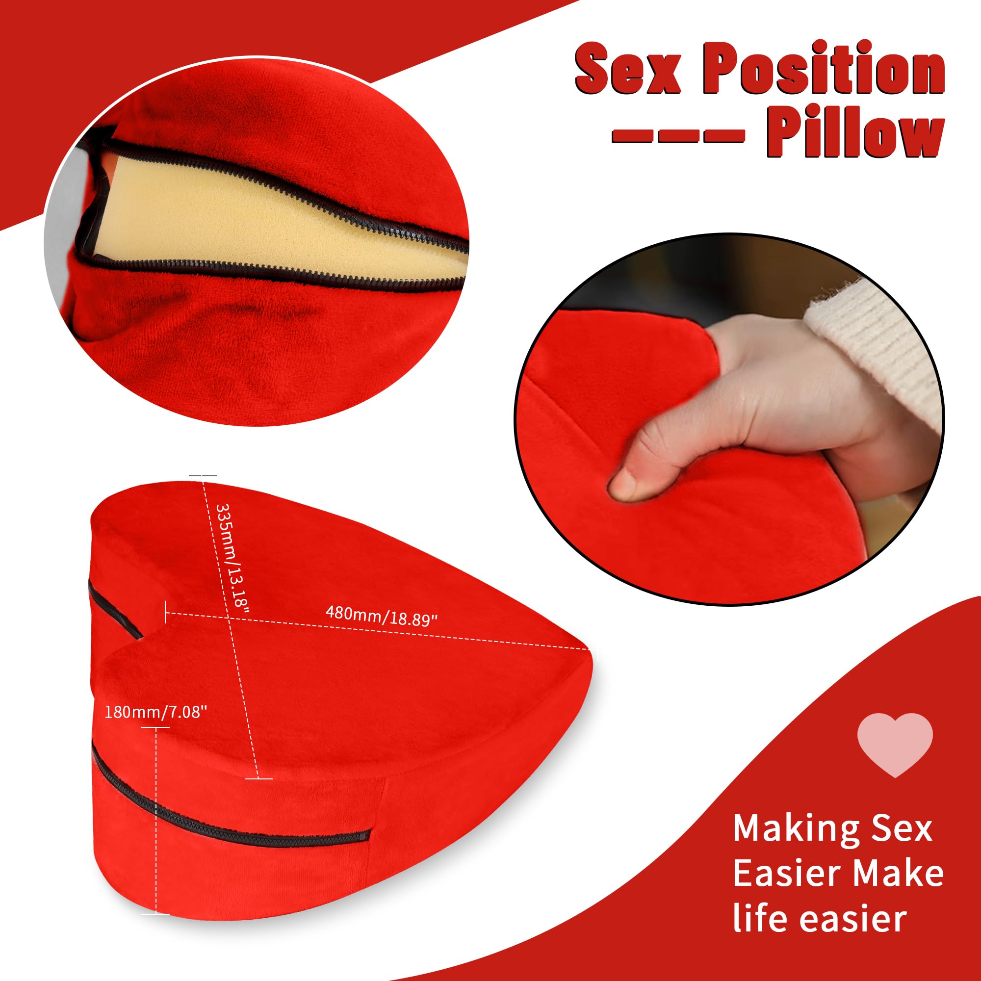 Sex Pillow Foam Heart Pillow Sex Position Pillow for Adults Sex Cushion Sex Furniture for Bedroom Couples Sex Toys