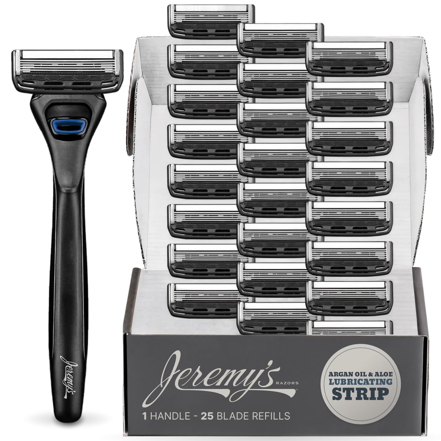 Jeremys Razors for Men Precision 5 Blade Razor - Stainless Blades Lubricating Strip Precision Trimmer - Mens Shaving