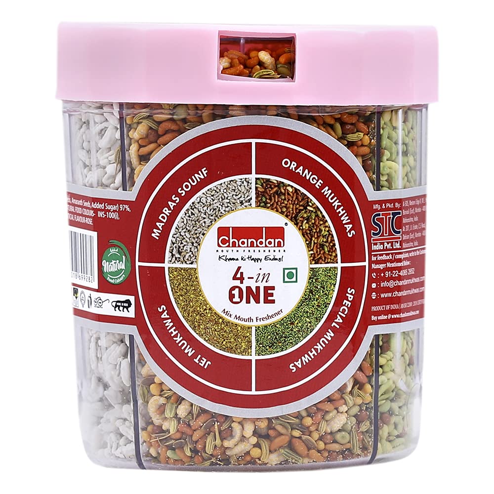 Chandan Mouth Freshener 4 in 1 Mukhwas Flavours | Madras Sounf, Orange, Jet & Special Mukhwas, 7.94 oz / 225 g (B09B76KVJY) Amazon Price History, Amazon Price Tracker