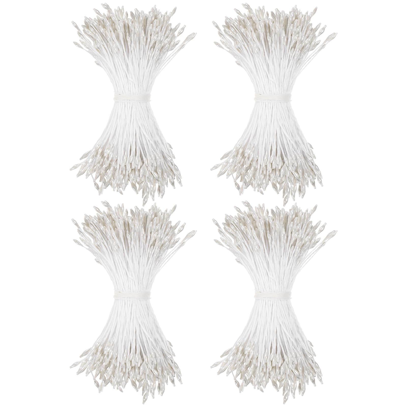 M METERXITY 1440 Stück Blumen-Staubblätter zum Basteln, 2 mm, Doppelköpfe, künstliche Blütenstempel, Mini-Blumenstempel, Staubblätter für Heimwerker/Hochzeit/Scrapbook-Dekoration [Weiß]