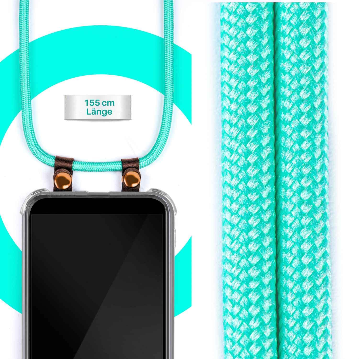 Moex Handyhülle Mit Umhängeband Für Redmi 9T – Handykette 155 Cm, Abnehmbar & Verstellbar, Inkl. Transparenter Silikonhülle