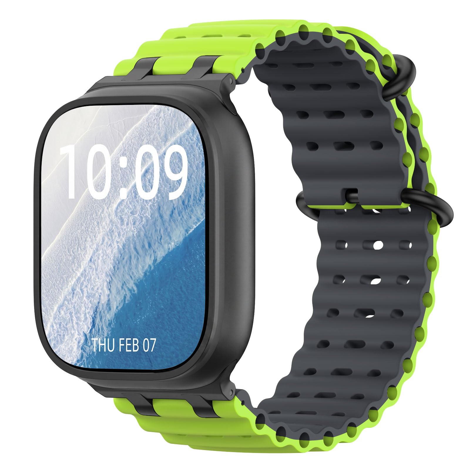 Verbessertes Ocean Armband, Kompatibel mit Apple Watch 42/44/45/46/49 mm | Für iWatch Ultra 3/2/1,S11/10/9/8/7/6/5/4,SE3/2/1,für Damen und Herren,Metallverschluss,Silikon,Sportarmband,Zweifarbig