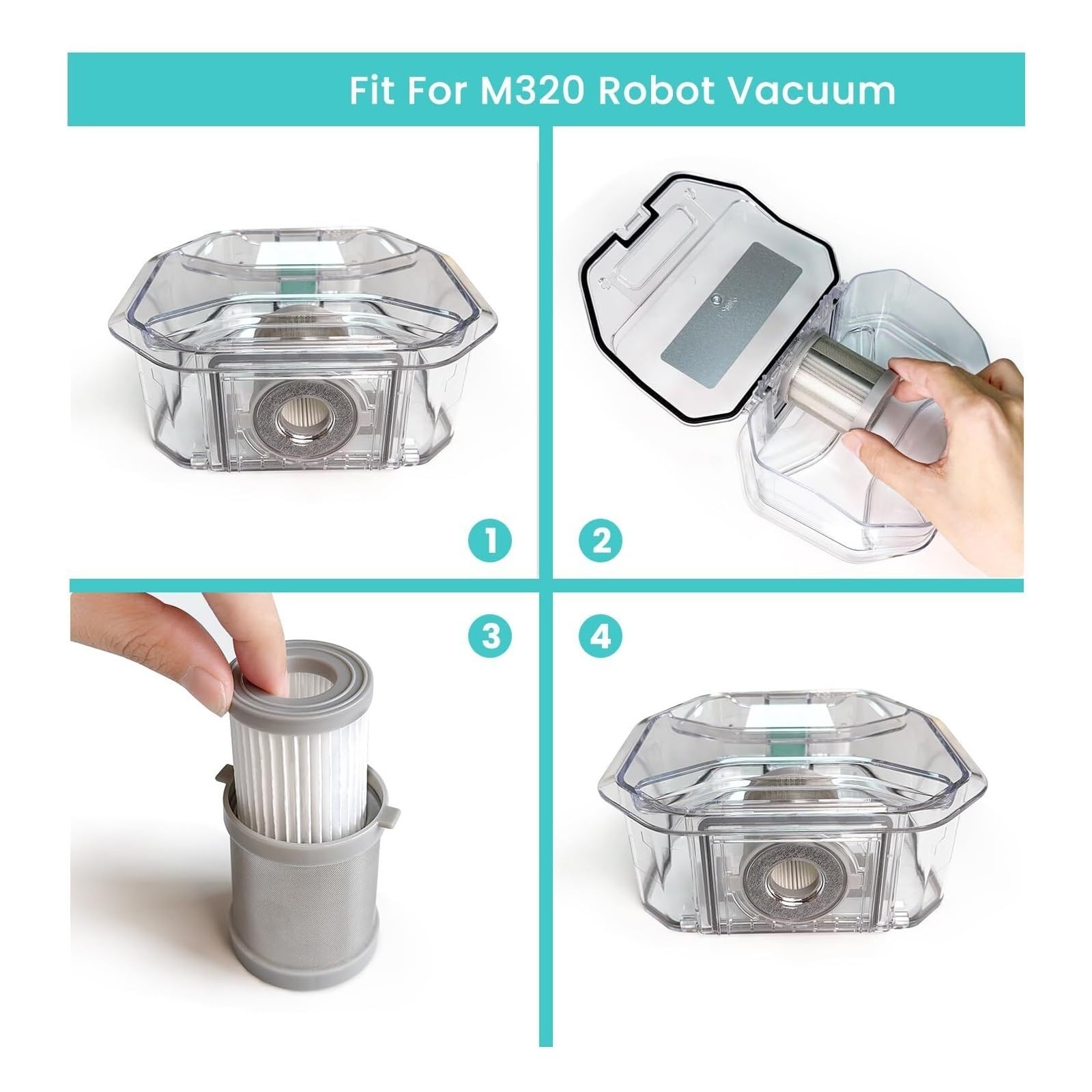 4er-Pack Filter-Ersatzset, Kompatibel Mit Lefant, M320 / M320G, Roboter-Staubsauger