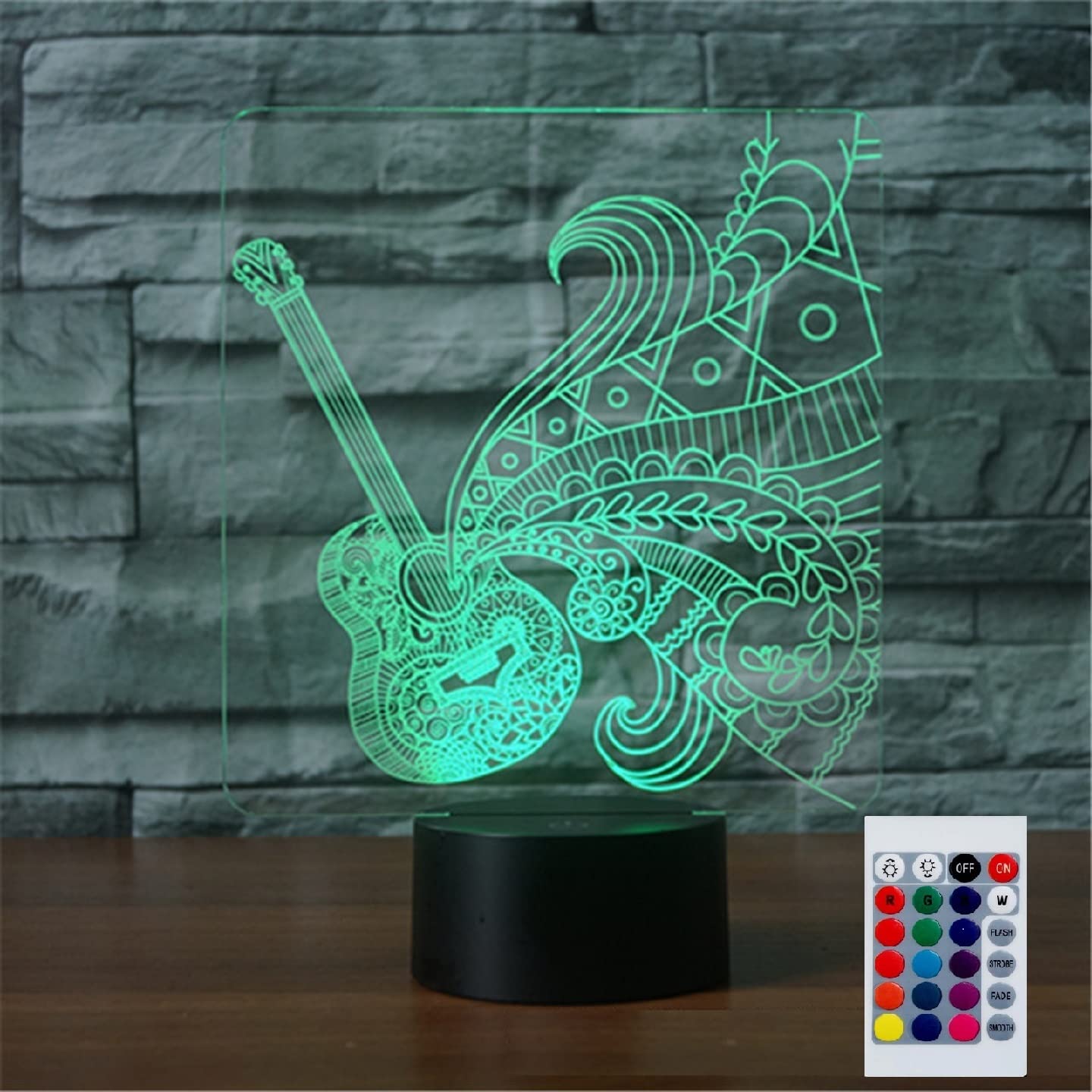 SUPERHONGJIHAO Night Light for Kids 3D Guitar Led Lamp with Remote Control 16 Color Changing Xmas Birthday Gift for Child