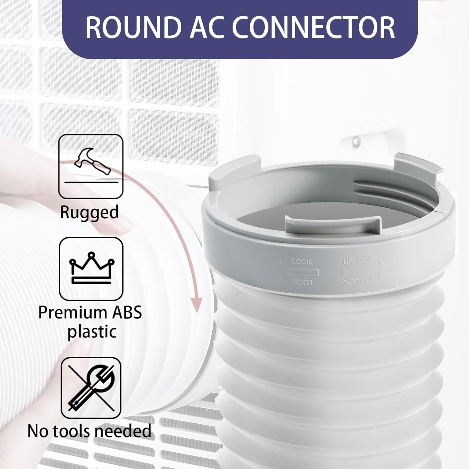 5.9 inch Portable Air Conditioner Exhaust Hose Coupler Window Adapter A/C Connector,A/C Coupler Connector,AC Unit Tube Connector Air Conditioning Accessories & Parts Window Adapter(Round)