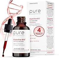 Vista 10 de Pure TheraPro BioActive Vegan Metilada Vitamina B12 Sublingual Líquida Metilcobalamina, Hidrocobalamina y Adenosilcobalamina 1,000 mcg por gota