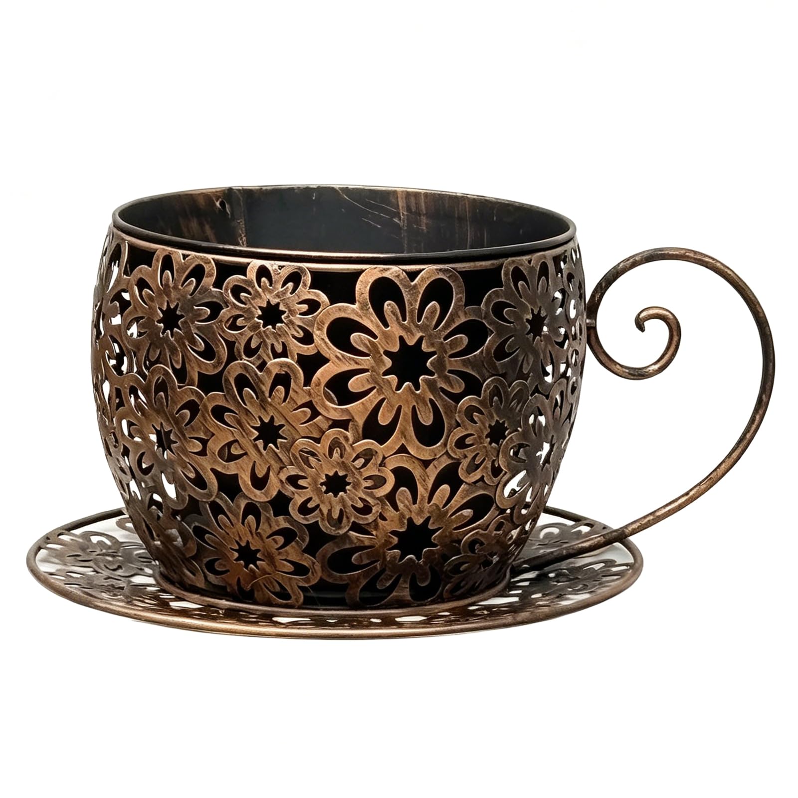 Pot de fleurs en métal antique 30cm cache-pot rustique avec drainage pour extérieur