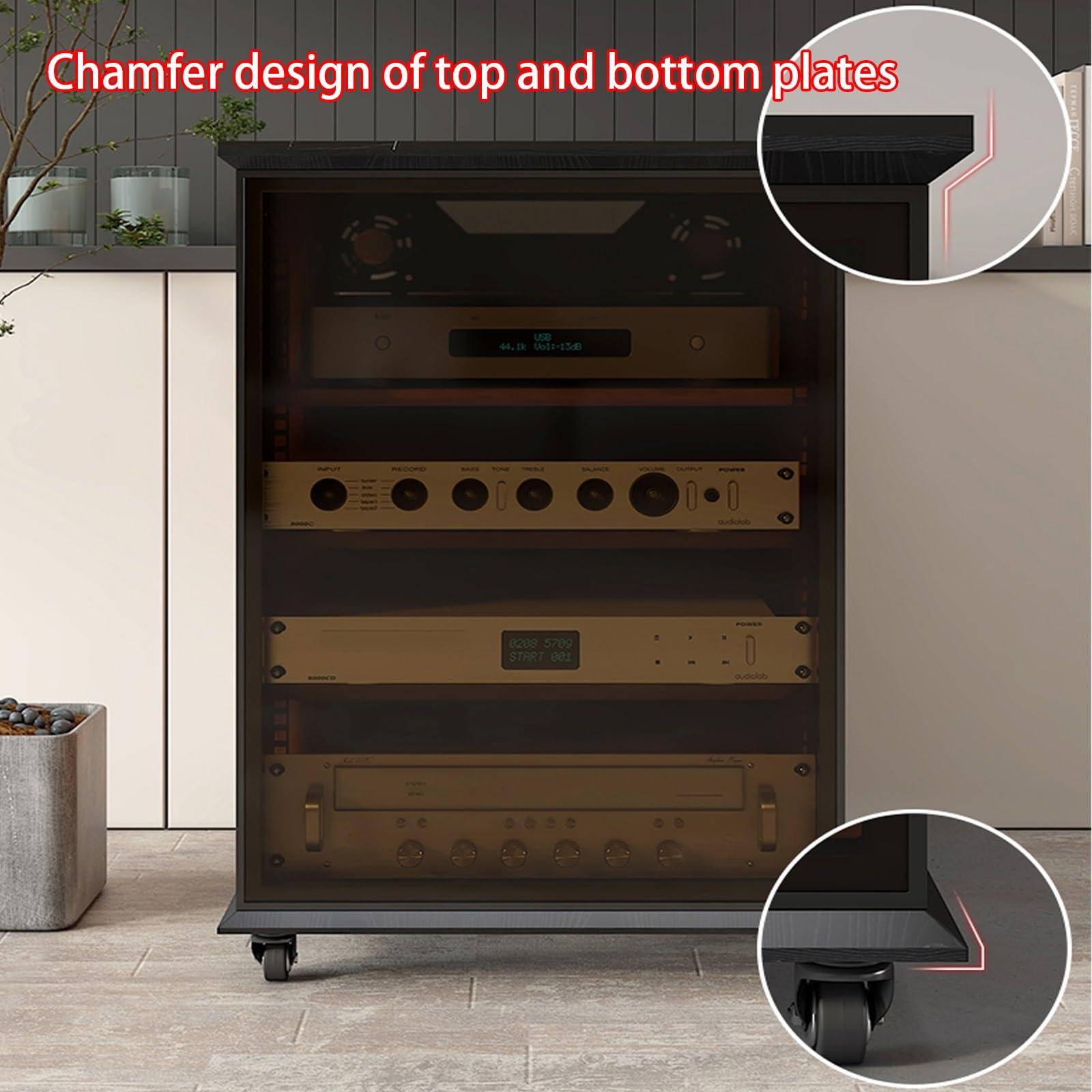 Nero AV Media Stand Audio Rack Cabinet 81.5cm Stereo Component Storage Elegante Mobile multimediale per Home Theater Soluzione di archiviazione audio moderna