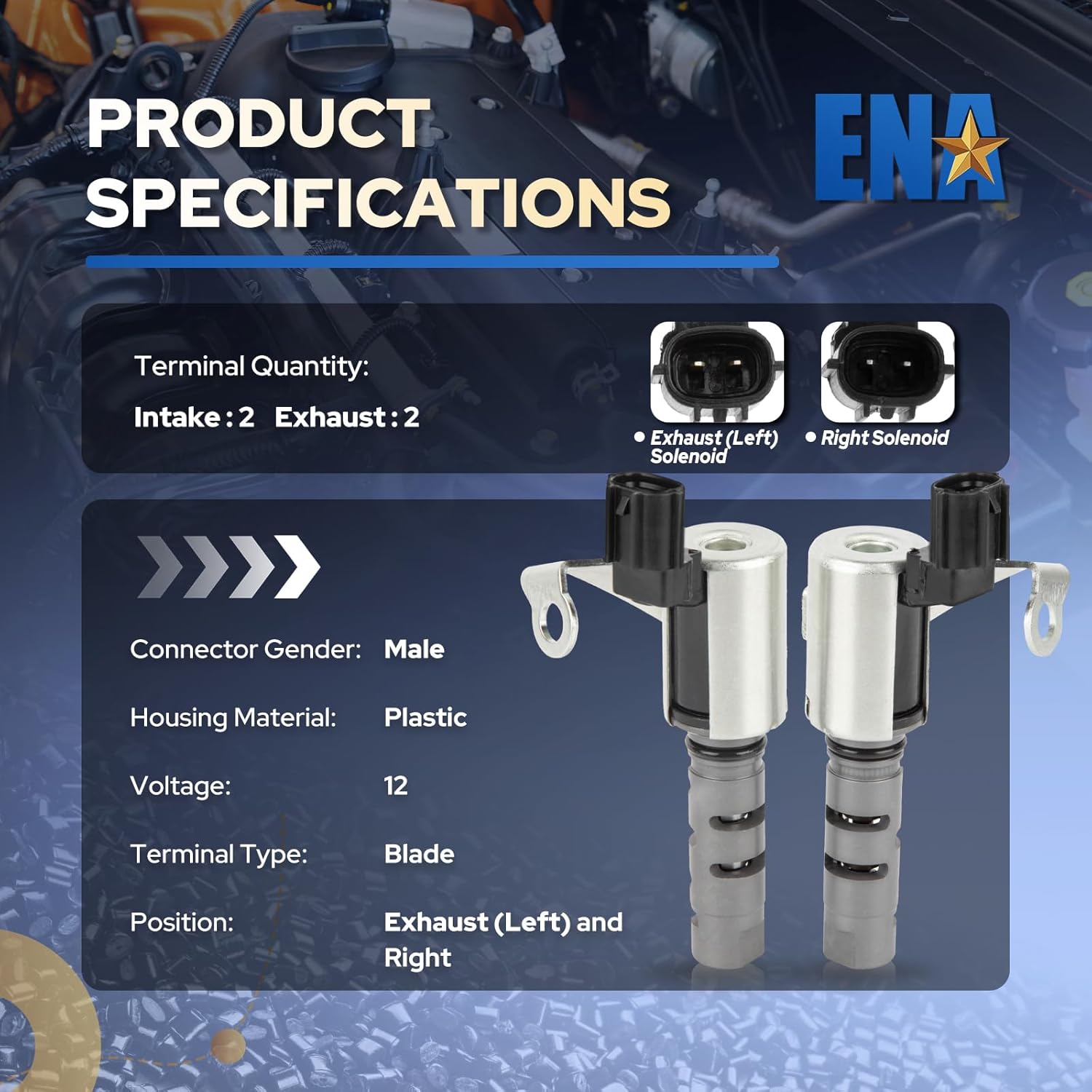 ENA Engine Variable Valve Timing Solenoid VVT Compatible with Toyota 4Runner Tacoma Tundra FJ Cruiser 4.0L V6 2003-2015 Left Right Camshaft Position Actuator Solenoid for 917-238 Set of 2