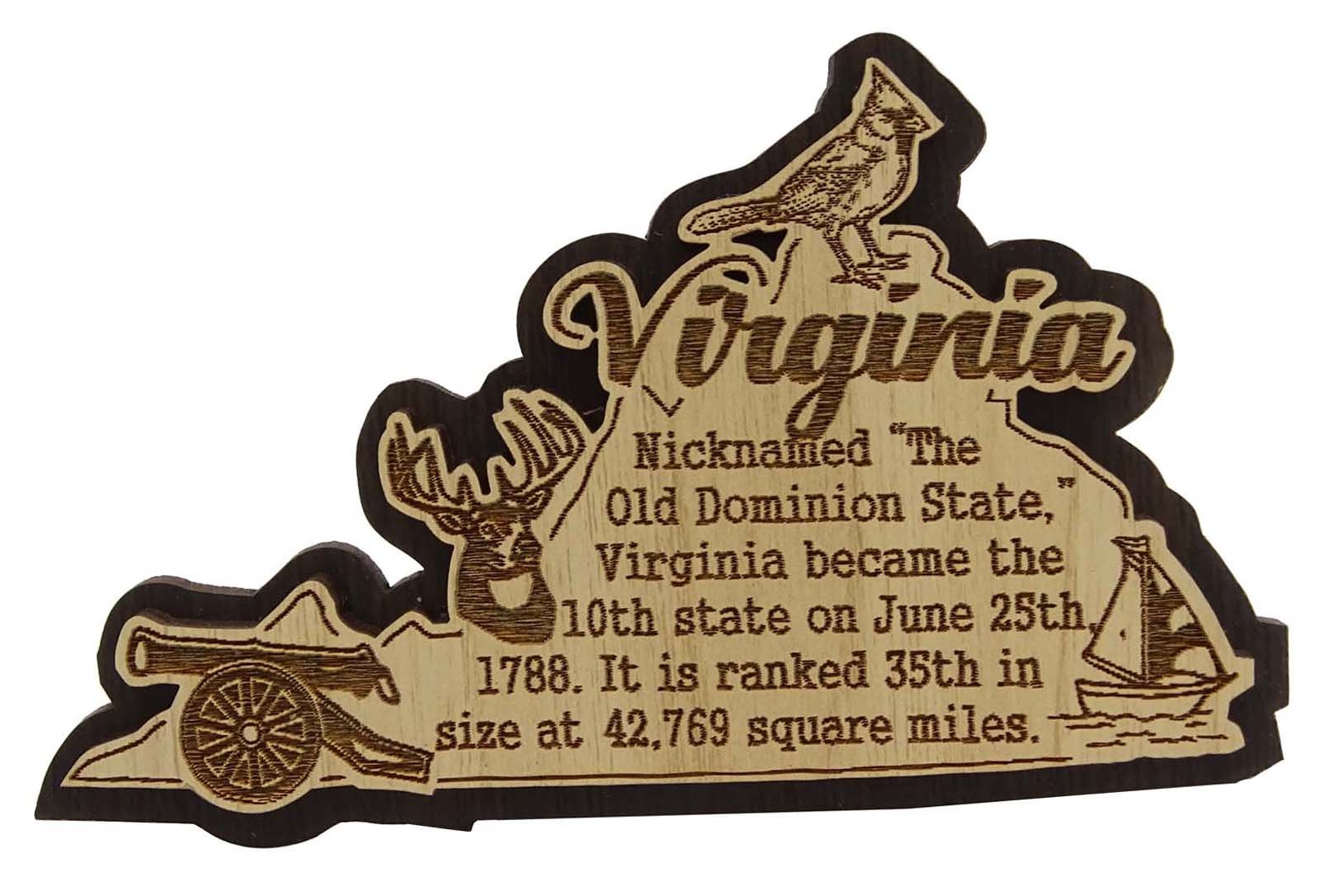 USA Virginia State Map Wooden Magnet Souvenir Fridge Magnet Gift
