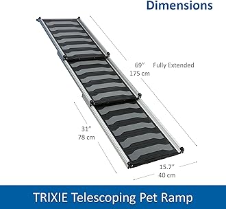 TRIXIE Heavy Duty 69" Telescoping Pet Ramp, Lightweight Aluminum, Portable Dog Ramp, Car Ramp, Extra Long