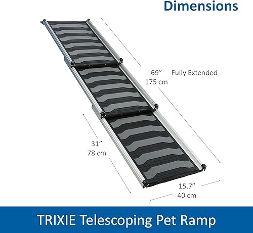 Miniatura 3 de Trixie Rampa telescópica para perros fabricada en aluminio ligero - Rampa para mascotas para coches grandes y SUV - Fácilmente ajustable