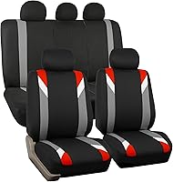 Vista 24 de FH Group - Juego de fundas de asientos frontales de tela para asientos de respaldo bajo con reposacabezas removibles, ajuste universal, compatible