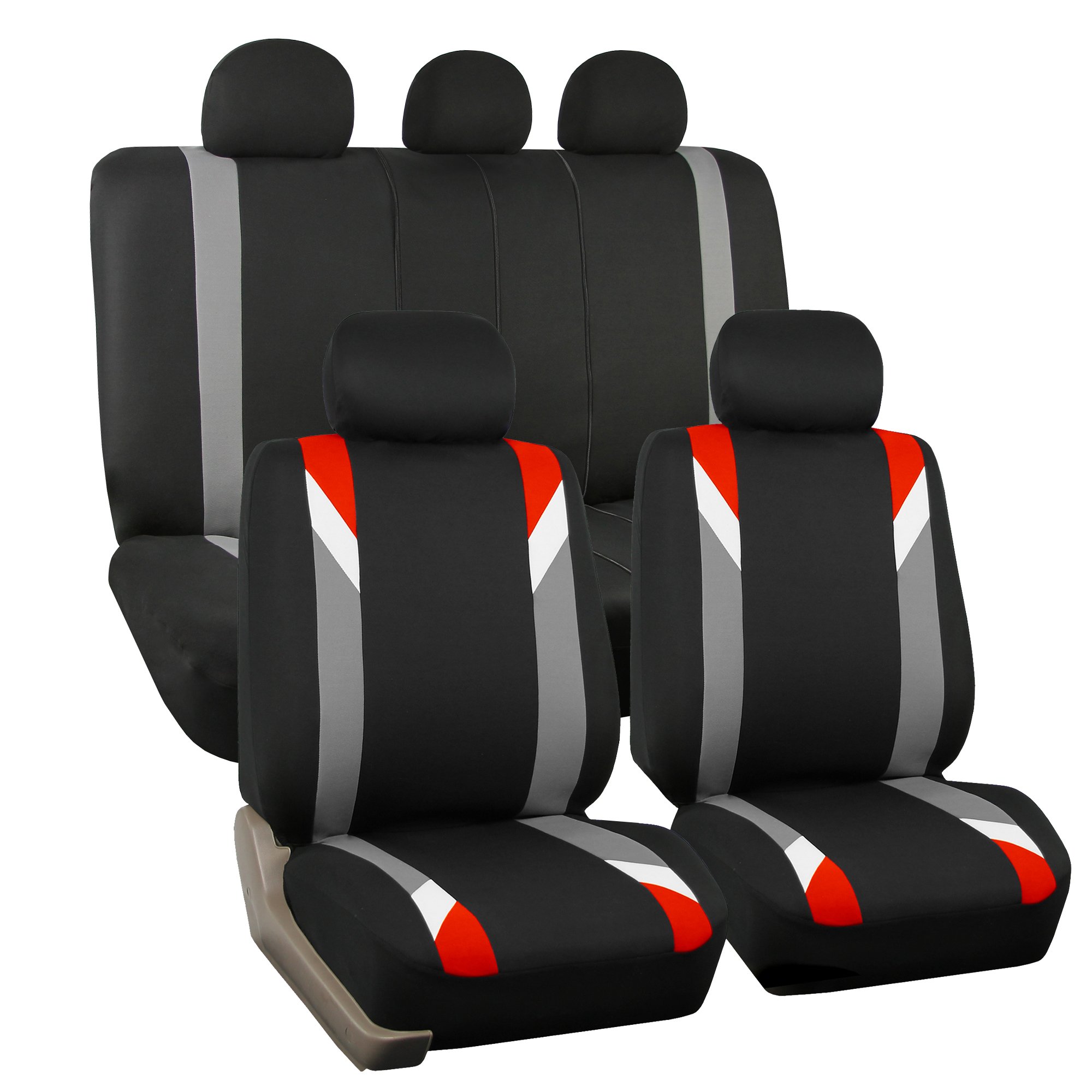 Fh Group Car Seat Covers Full Set Cloth - Seat Covers For Low Back Car Seats With Removable Headrest Universal Fit Automotive Seat Cover Airbag Compa 196342113819