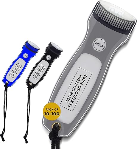 DISCOUNT PROMOS 10 Linternas Magnéticas Planas Blackout Juego de 1050100 Texto Personalizable Logo Luces LED Correa de Muñeca Incluida Imán de