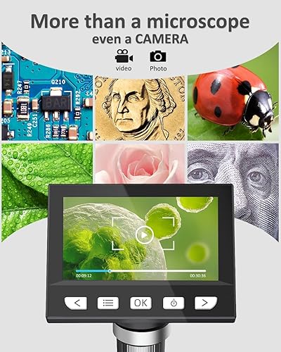 Miniatura 7 de Microscopio de monedas de 4.3 pulgadas, microscopio digital AOPICK LCD 1000X, lupa de monedas USB 1080P para monedas de error con 8 luces LED