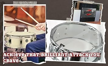 GRIFFIN 14 x 5.5 Steel Snare Drum (MetalPRO Edition) Chrome Shell with 8 Lugs, Throw Off Strainer, White Head & Drum Key Percussion Instrument Kit