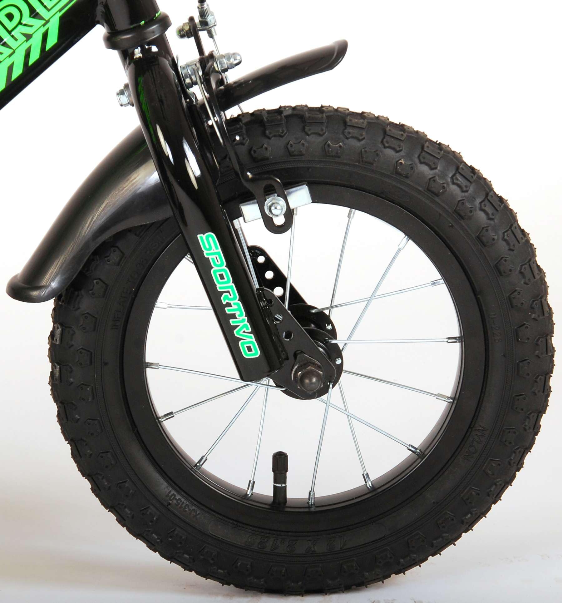 volare Bicicletta da Bambino da 12 Pollici Modello Sportivo con Movimento cenrale e sterzo a Sfera, Verde e Nero