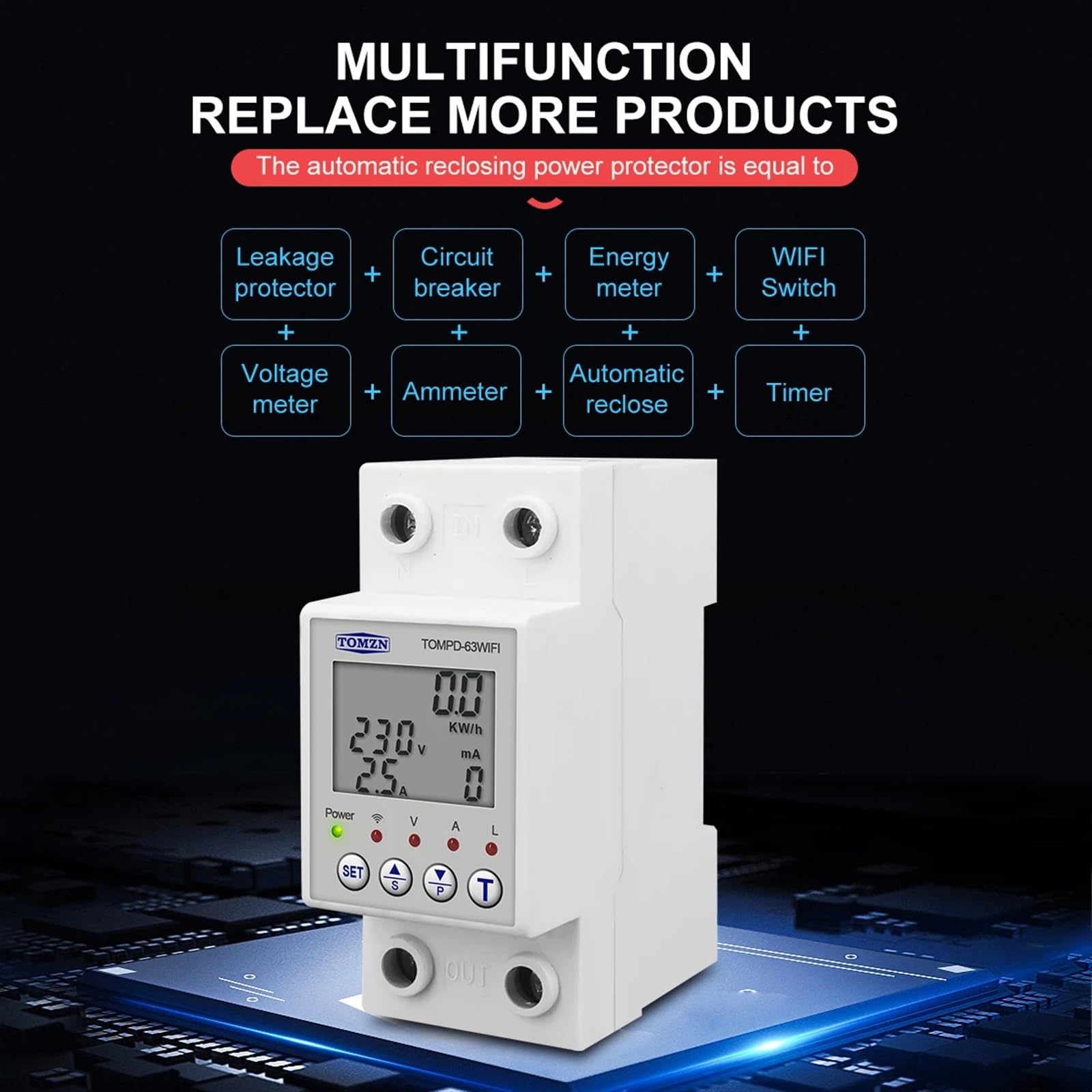 Reclosable smartlife TUYA Circuit Breaker 63A 110V 220V Energy Meter Metering Timer with Voltage Current Leakage Protection