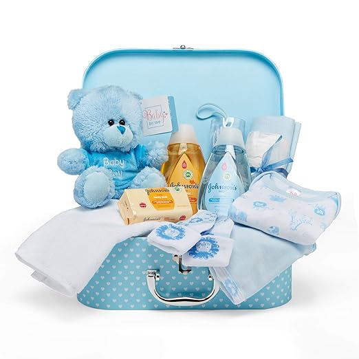 Baby Gift Set Keepsake Box in Blue with Baby Clothes