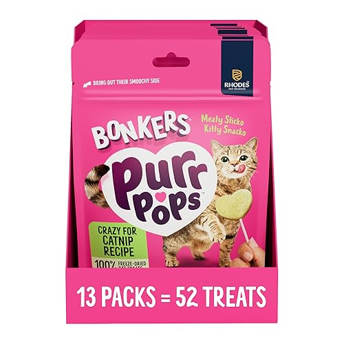 Bonkers Purrpops, Freeze Dried Catnip Flavor Lollipop Cat Treats, Healthy