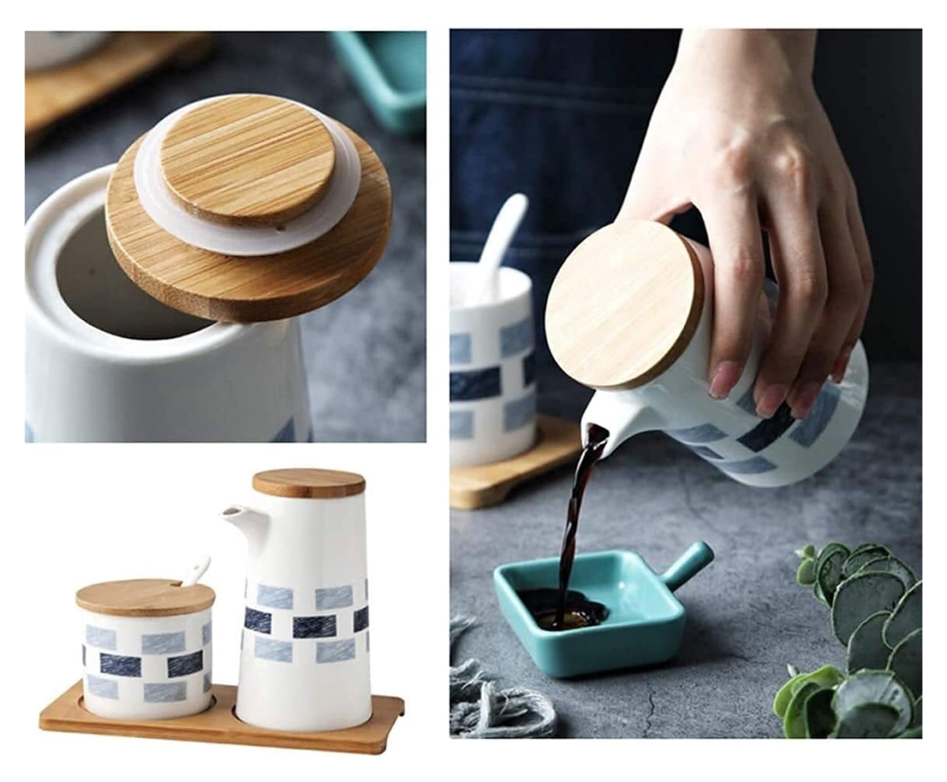 Distributore di Olio e aceto, Bottiglie di Olio in Ceramica, Salsa di soia, aceto, Collezione in Porcellana, condimenti, barattoli per spezie